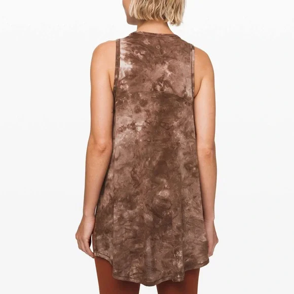 LULULEMON Long for Length Tank in Diamond Dye Pink Bliss Spanish Oak size 6 - Picture 2 of 6